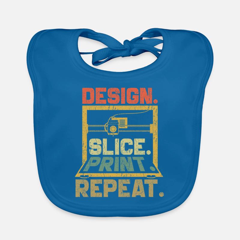 Impression 3D Imprimante 3D Retro Design Slice Print - Bavoir bio Bébé - bleu paon
