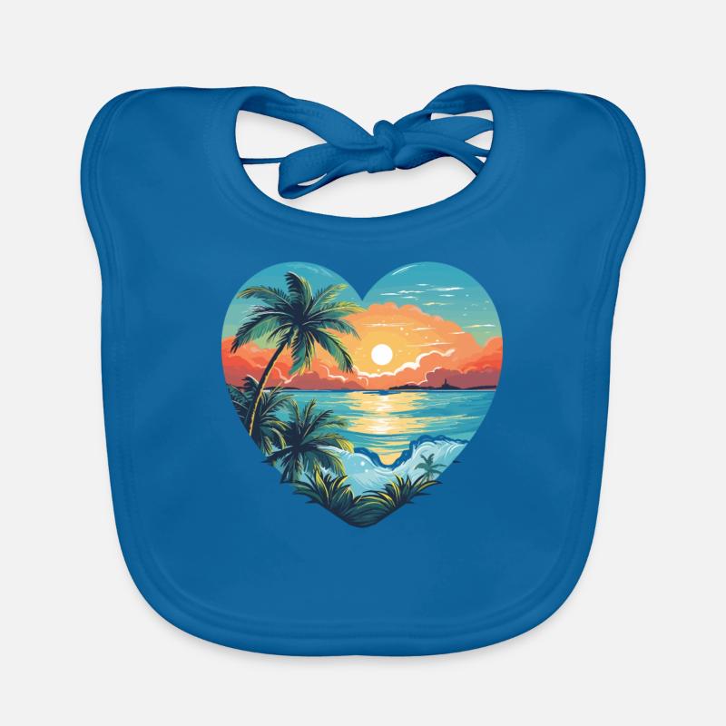Amour de la plage - Bavoir bio Bébé - bleu paon