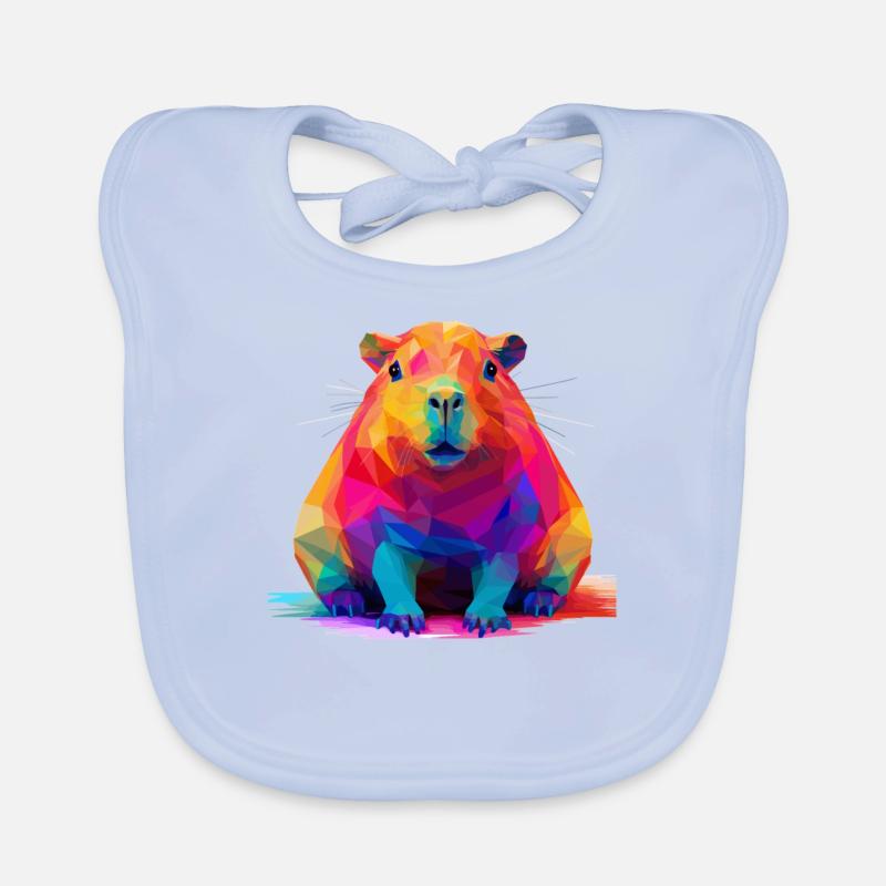Capybara Low Polygon Design Organic Baby Bibs