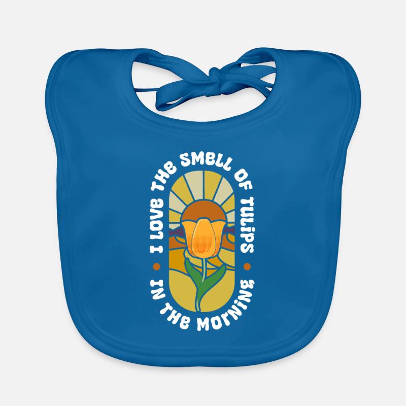 Amour des tulipes - Bavoir bio Bébé - bleu paon