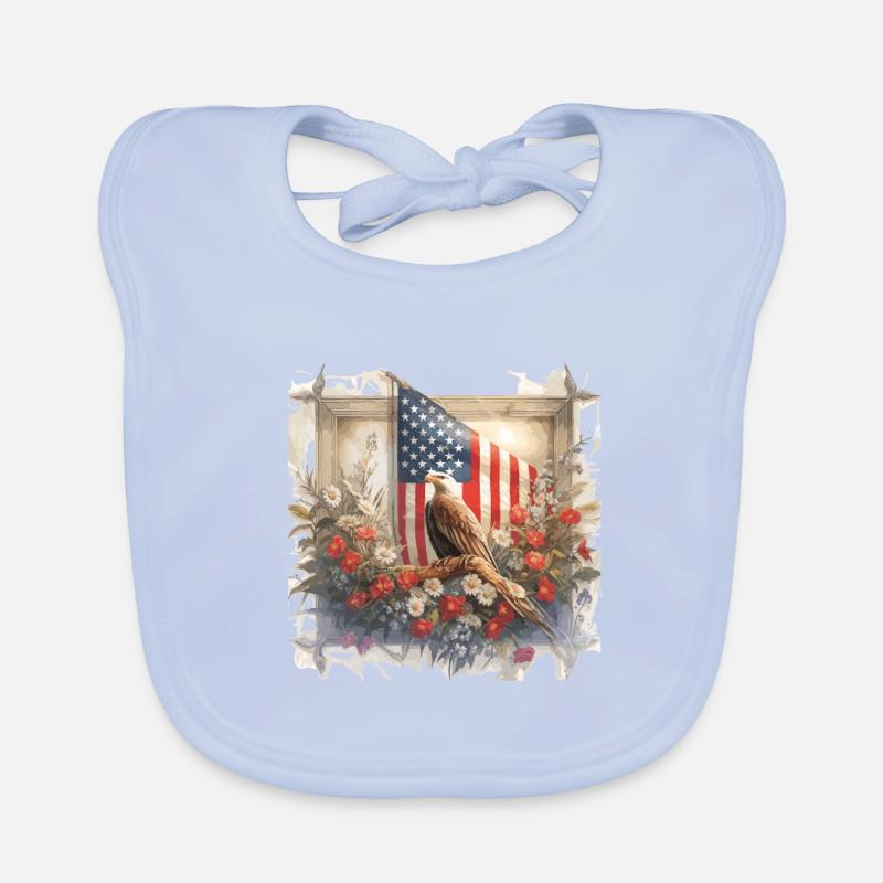 Vintage America Flag Common Bald Eagle États-Unis Bavoir bio Bébé