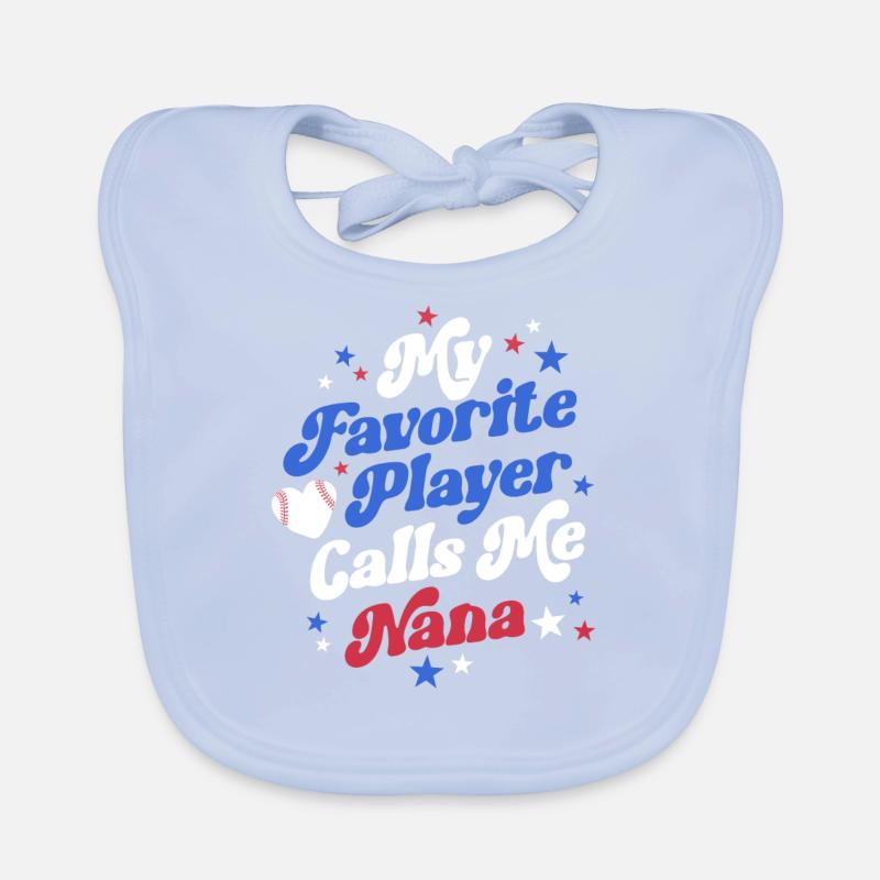 Baseball Nana Retro Grand-mère Ma joueuse préférée Bavoir bio Bébé