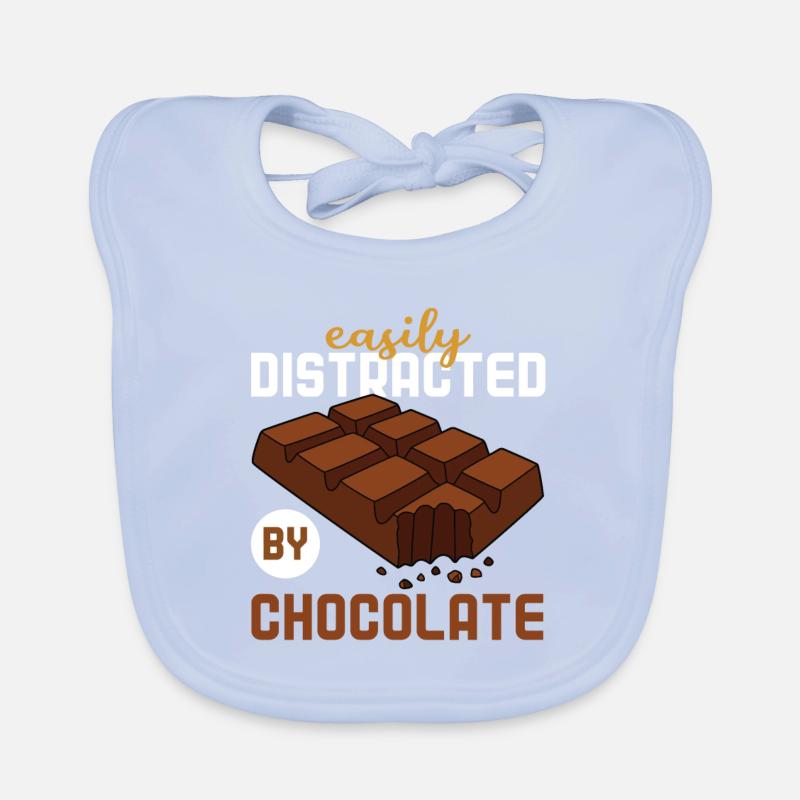 Easily distracted by chocolate Organic Baby Bibs