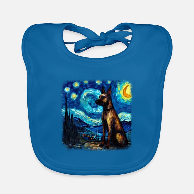 Belgian Malinois Van gogh starry night Organic Baby Bibs
