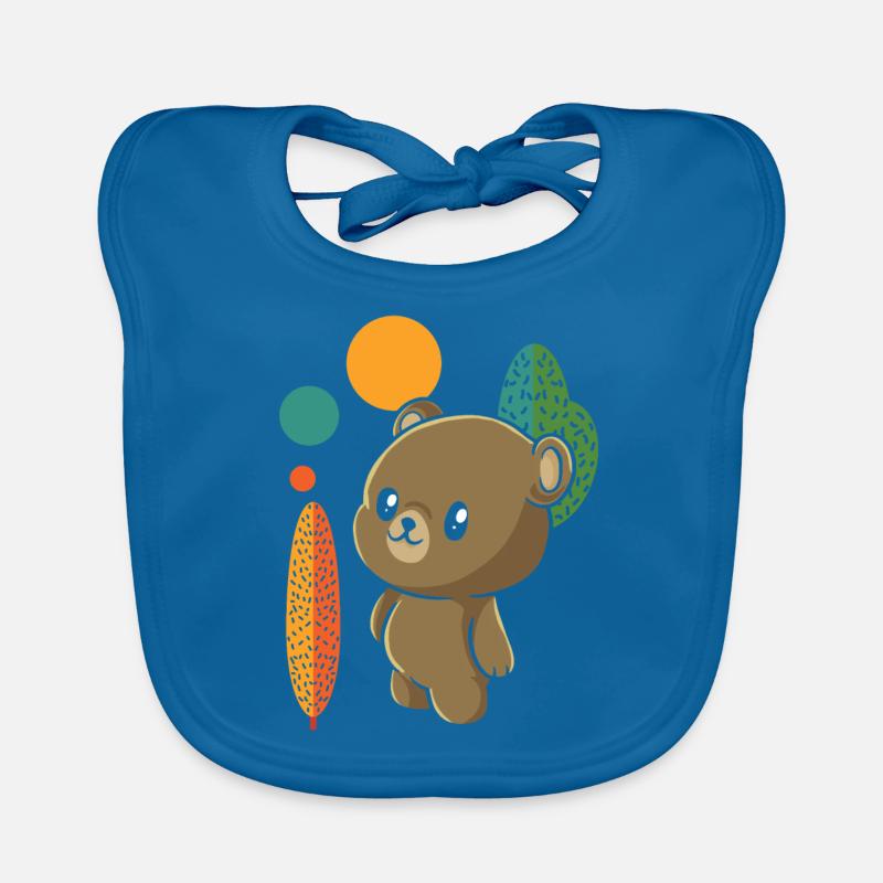Ours brun Ours mignon - Bavoir bio Bébé - bleu paon