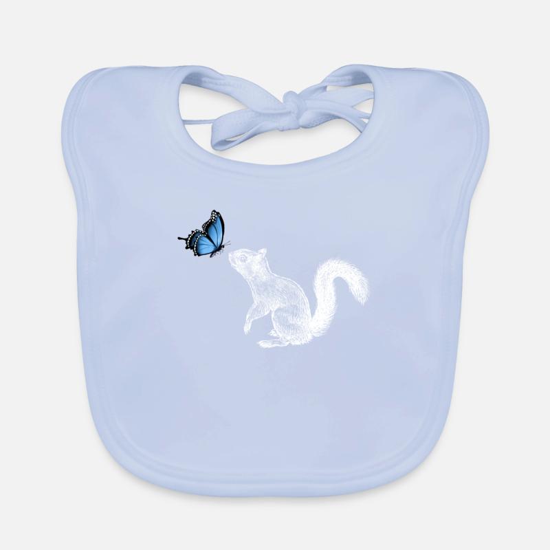Squirrel with butterfly Organic Baby Bibs