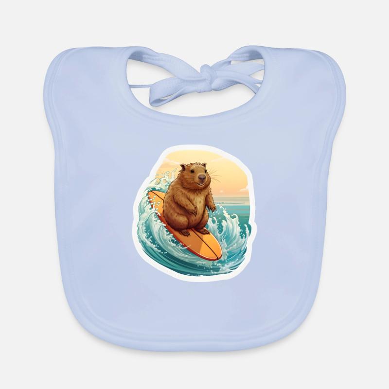Capybara Surfeur Bavoir bio Bébé