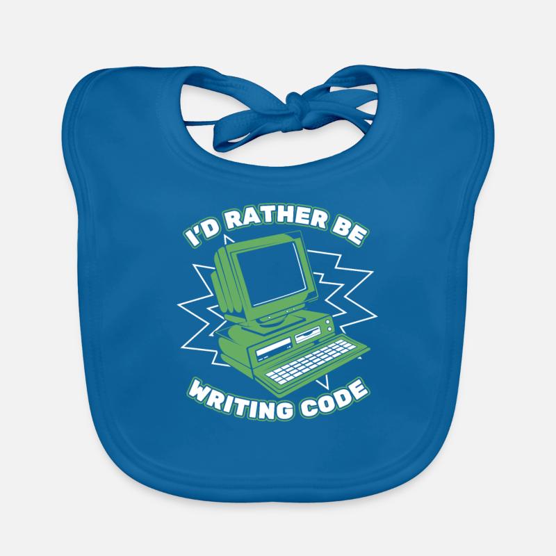 I'd Rather Be Writing Code Developer Coder - Organic Baby Bibs - peacock-blue