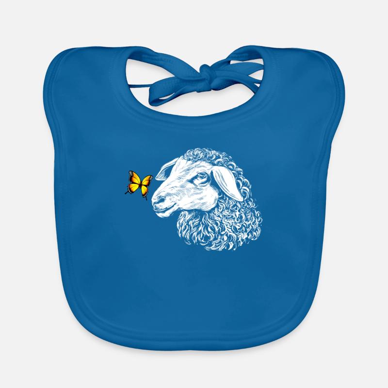 Schaf mit Schmetterling - Baby Bio-Lätzchen - Pfauenblau