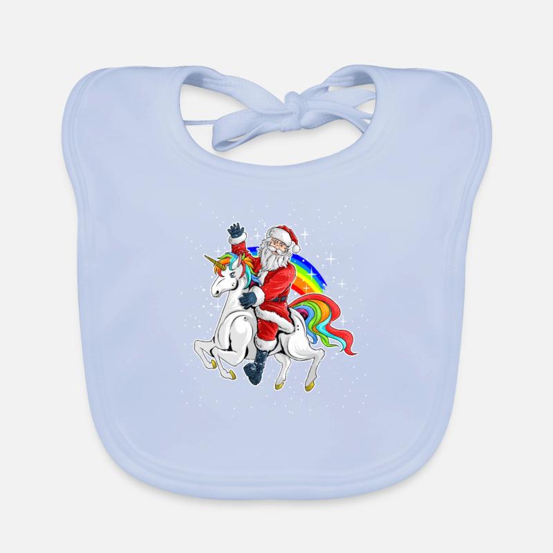 Noël mignon Père Noël équitation Bavoir bio Bébé