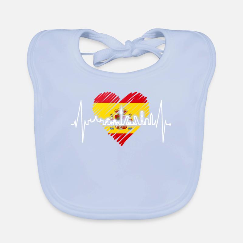 Madrid Skyline Heartbeat Spain Silhouette Pulse Organic Baby Bibs