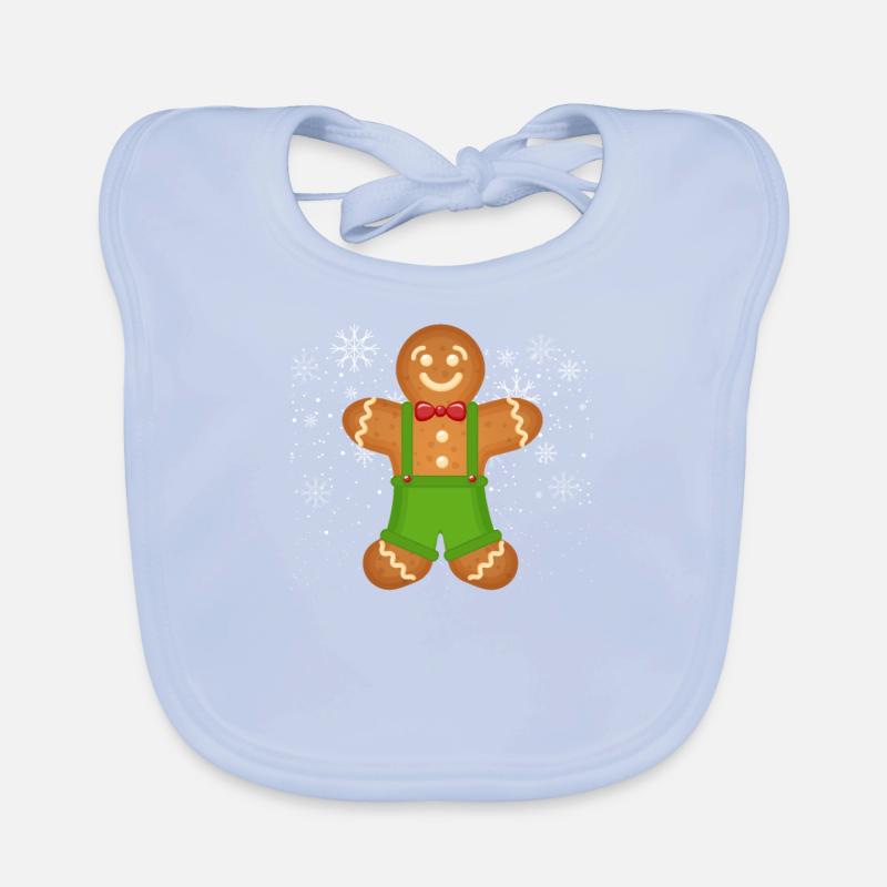 Gingerbread Man Baking Funny Christmas Cookies Organic Baby Bibs