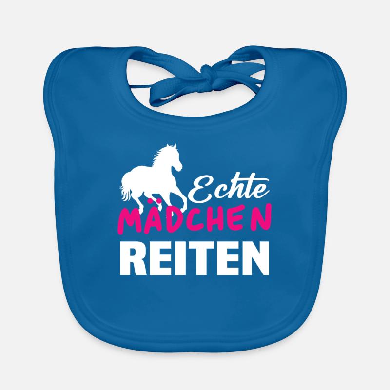 Echte mädchen reiten - Baby Bio-Lätzchen - Pfauenblau