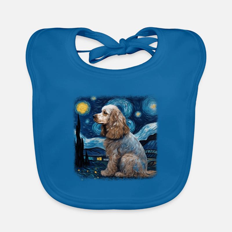 Cocker Spaniel Van gogh starry night Organic Baby Bibs
