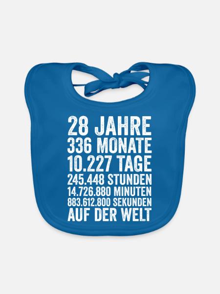 28 Jahre Achtundzwanzigster Geburtstag - Baby Bio-Lätzchen - Pfauenblau - Vorne