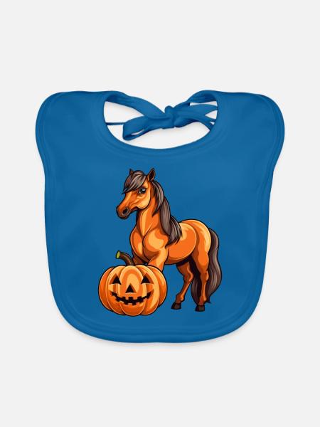 Pferd Kürbis Lazy Halloween Party Kostüm Kinder - Baby Bio-Lätzchen - Pfauenblau