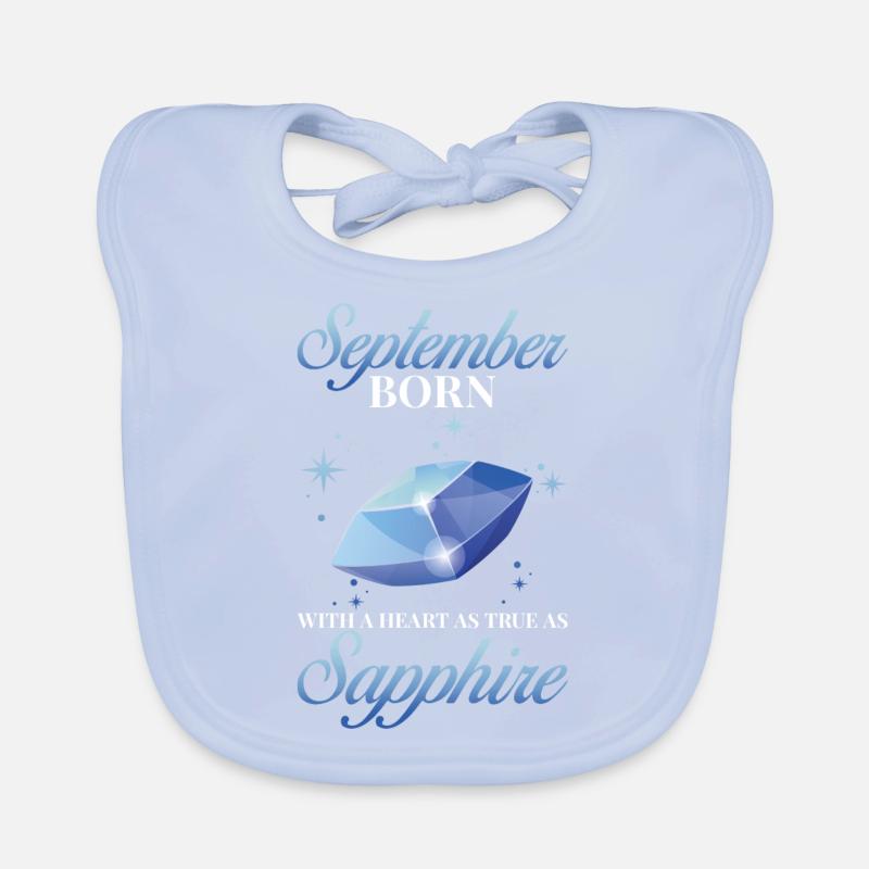 Pierre de naissance Septembre Saphir Bavoir bio Bébé