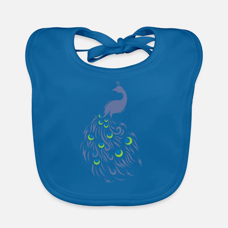 Pfau mit wunderschönen Schweif Vogel Tier Baby Bio-Lätzchen