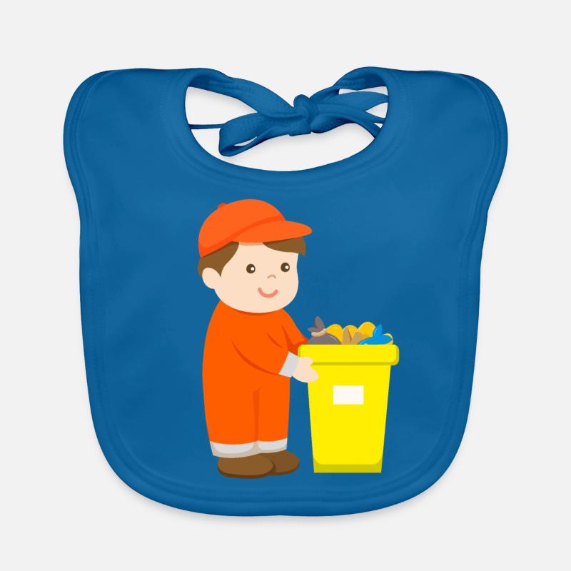 Boy as garbage man with garbage can Organic Baby Bibs