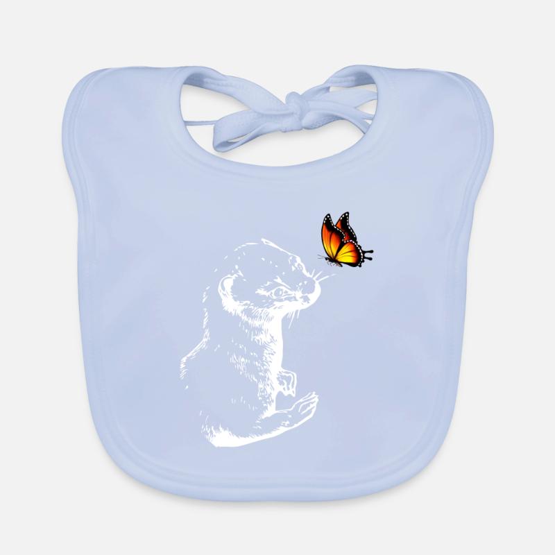 Wiesel mit Schmetterling Baby Bio-Lätzchen