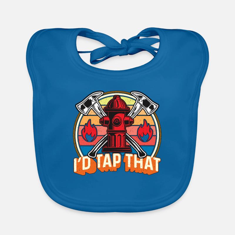 Chief Firefighter I'd Tap That Retro Fire Service Organic Baby Bibs