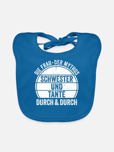 Schwester und Tante - Baby Bio-Lätzchen - Pfauenblau