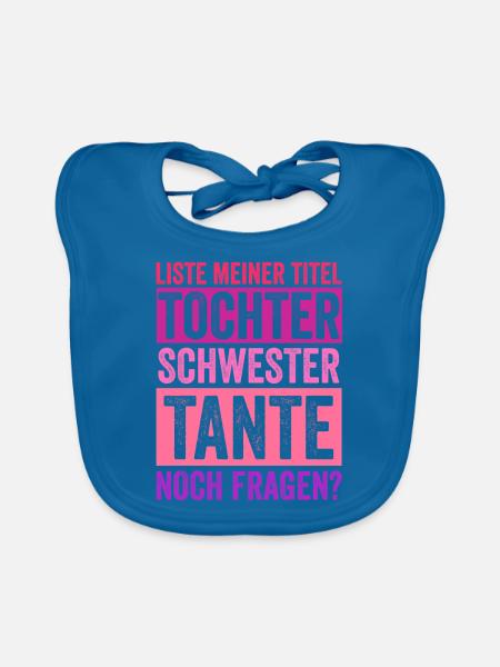 Schwester und Tante - Baby Bio-Lätzchen - Pfauenblau