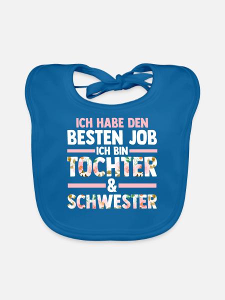 Tochter Schwester - Baby Bio-Lätzchen - Pfauenblau