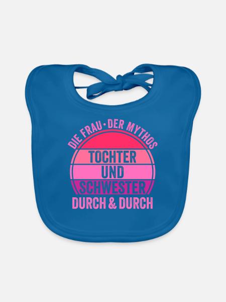 Tochter Schwester - Baby Bio-Lätzchen - Pfauenblau