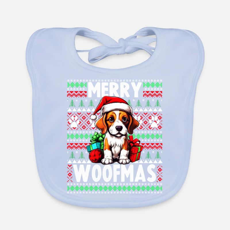 Drôle de conception de Noël de chien Beagle - Merry Woofmas Bavoir bio Bébé