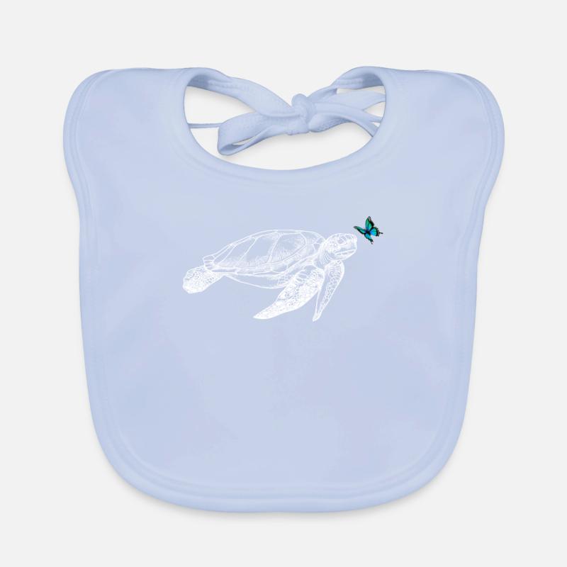 Turtle with butterfly Organic Baby Bibs