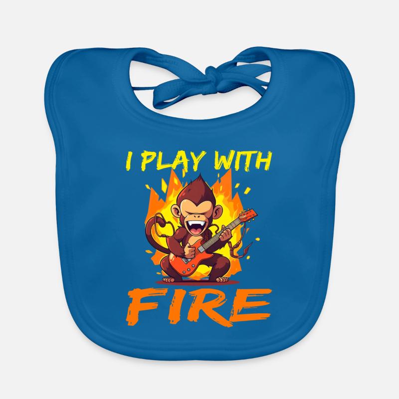 Affe Schimpanse Gitarre I play with Fire Baby Bio-Lätzchen