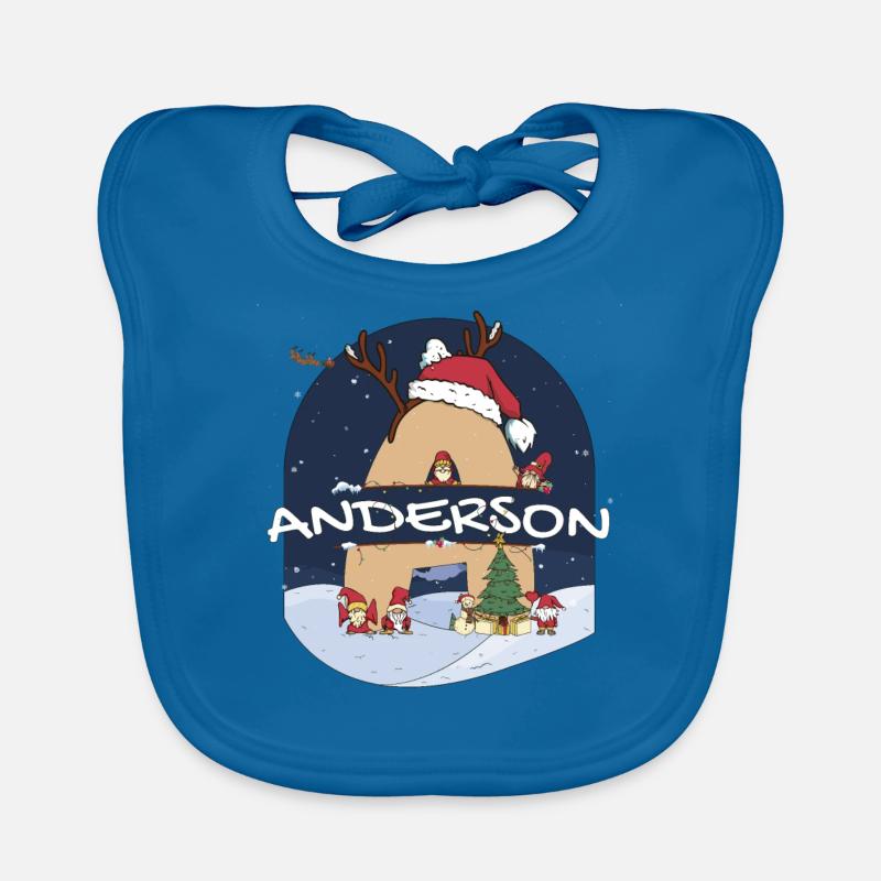 Awesome Anderson Name w Santa Hat dans le thème de Noël Bavoir bio Bébé