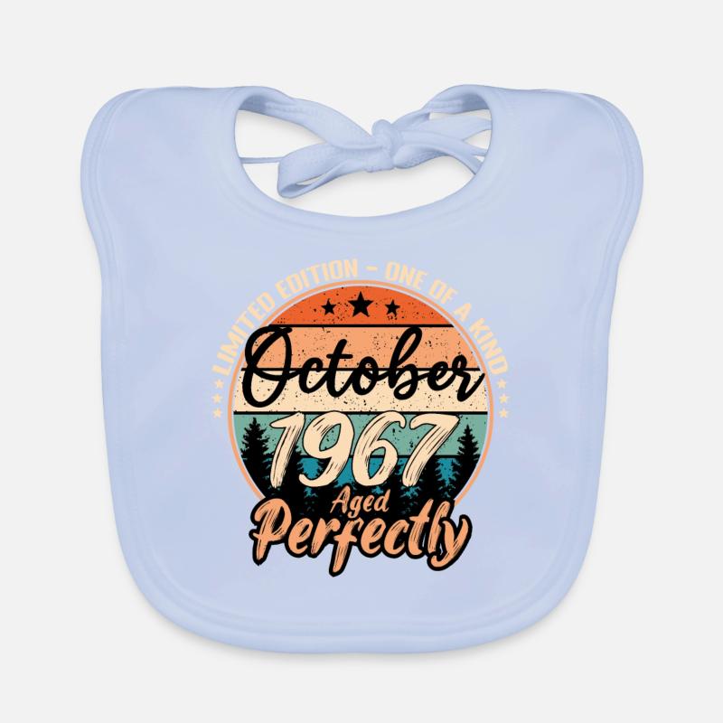 October 1967 anniversary 1967 legends October Organic Baby Bibs