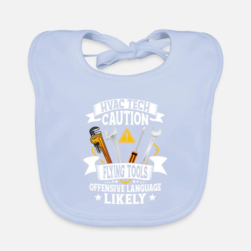 HVAC Tech Caution Installateur d’outils volants Technicia Bavoir bio Bébé
