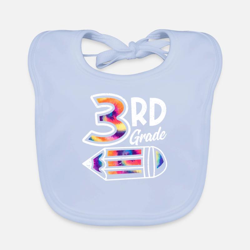 Hello 3rd Grade Third Teacher Student Tie Dye Organic Baby Bibs
