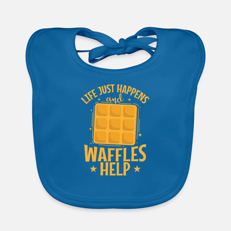 Life just happens and Waffles Help Gebäck Snack Baby Bio-Lätzchen