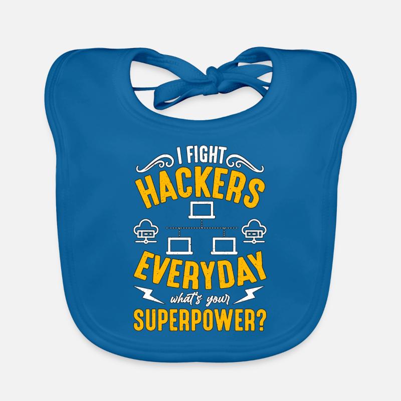 Network Engineer I Fight Hackers Cybersecurity - Baby Bio-Lätzchen - Pfauenblau