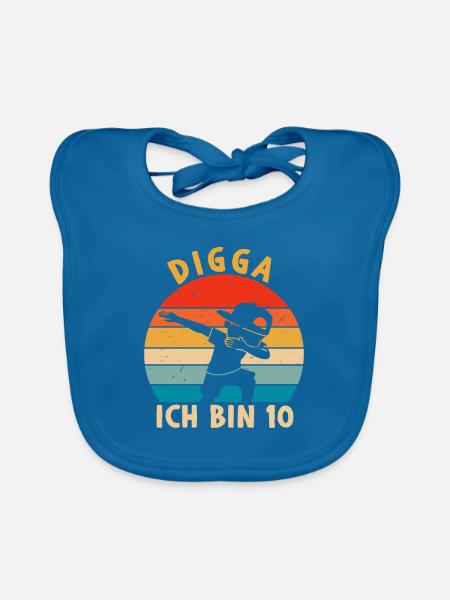 Digga Ich bin 10 - Baby Bio-Lätzchen - Pfauenblau