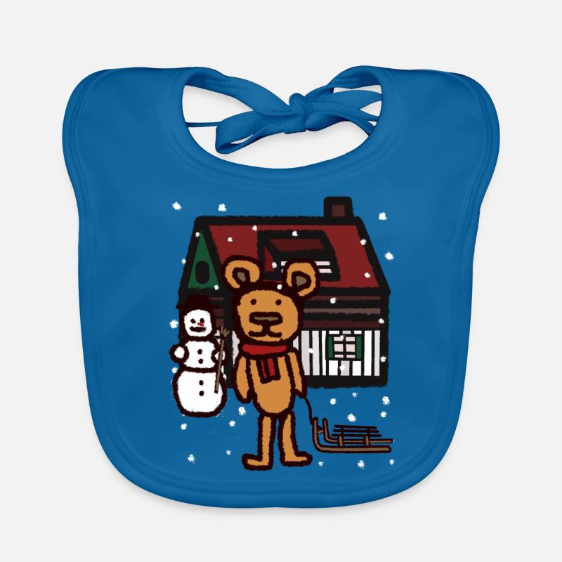 Teddy Schneefall Weihnachtsgeschenk Schlitten Kind Baby Bio-Lätzchen
