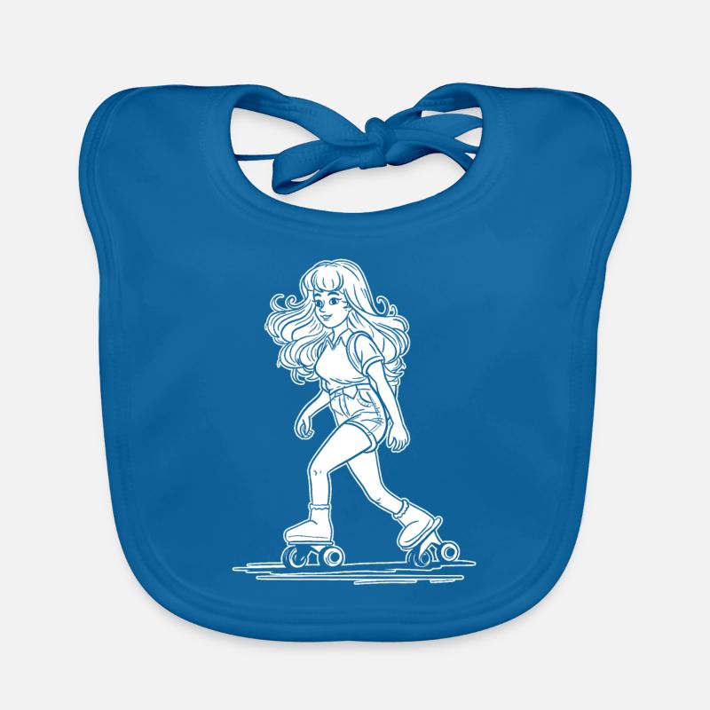 Rollschuhe Rollschuhlaufen - Baby Bio-Lätzchen - Pfauenblau