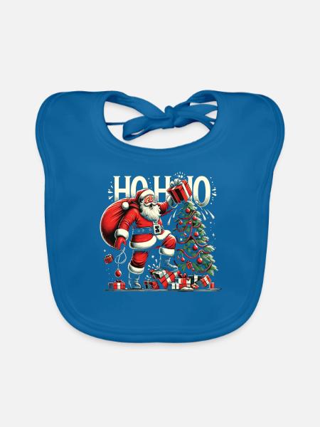 Ho Ho Ho Ugly Christmas Santa Claus Weihnachtsmann - Baby Bio-Lätzchen - Pfauenblau