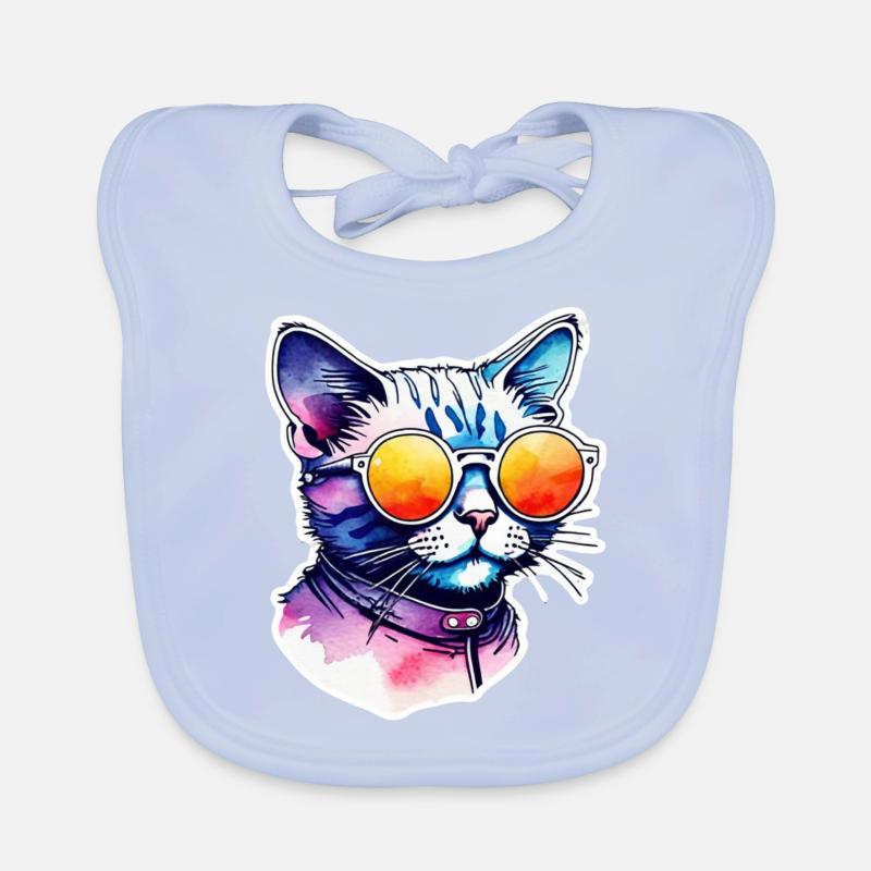 Katze oder Kätzchen - Niedlich - Sonnenbrille Baby Bio-Lätzchen