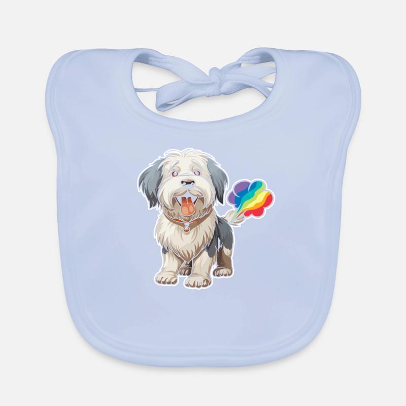 Old English Shepherd Bobtail Cute Organic Baby Bibs