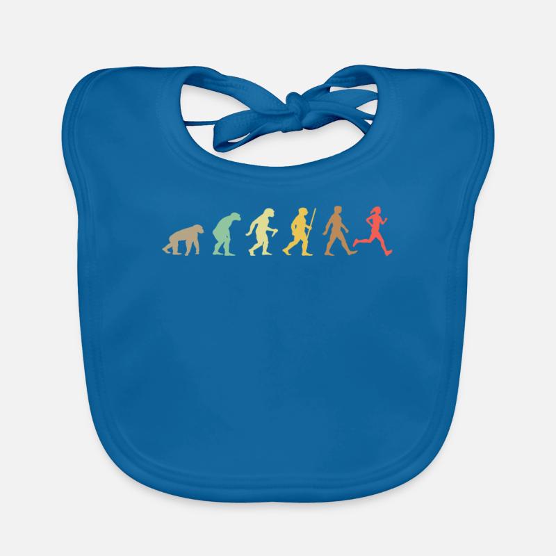 Run Retro Running Evolution Funny Runner Marathon - Bavoir bio Bébé - bleu paon