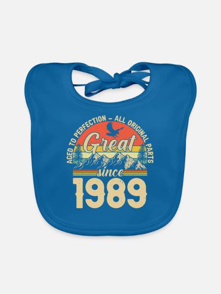 1989 - Une année légendaire - Bavoir bio Bébé - bleu paon - Devant
