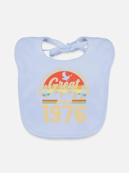 1976 - Une année légendaire - Bavoir bio Bébé - bleu ciel - Devant