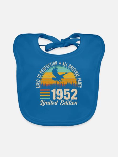 Millésime 1952 - Elégance intemporelle pour le 72e anniversaire - Bavoir bio Bébé - bleu paon - Devant