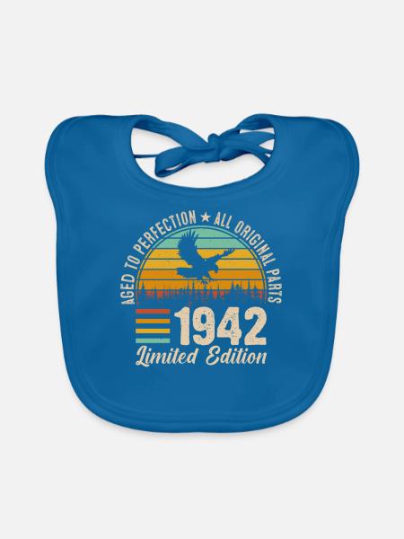 1942 - A legendary year - Organic Baby Bibs - peacock-blue - Front