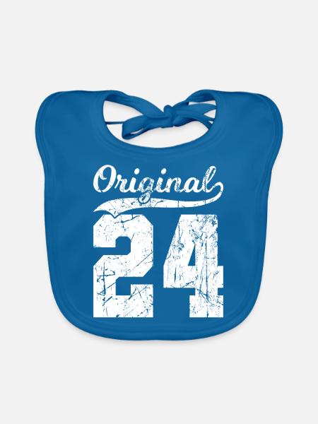 24 Original 100 Jahren Mann Frau Geburtstag - Baby Bio-Lätzchen - Pfauenblau - Vorne
